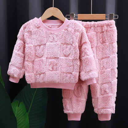Girls Flange Pajamas Velvet Thick Home Outfit