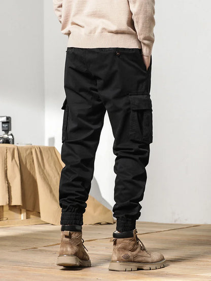 Cargo Pants Men Multi-Pockets Drawstring Fleece Liner