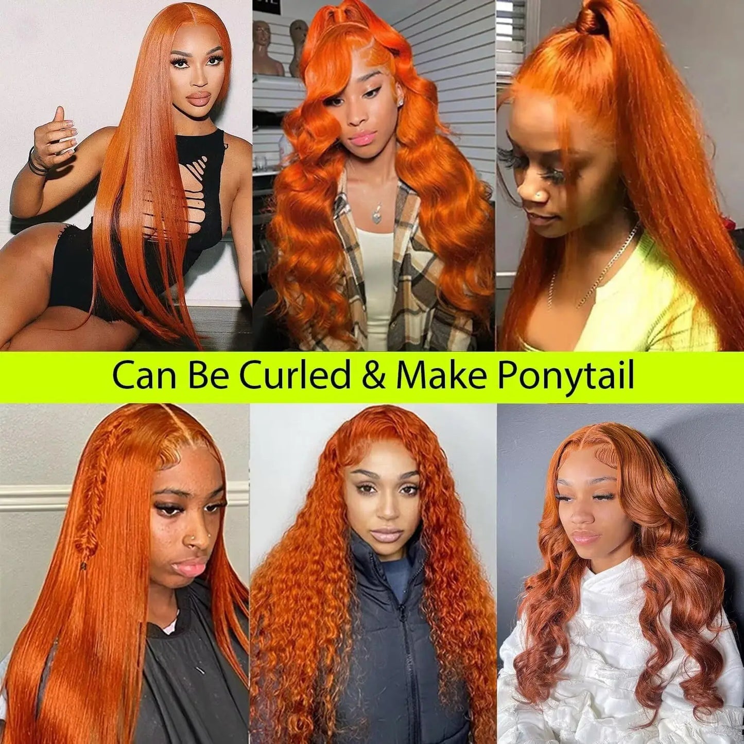 Body Wave Orange Ginger Lace Front Wigs
