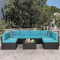 7 Piece Rattan Gray Wicker Outdoor Sectional Furniture Set