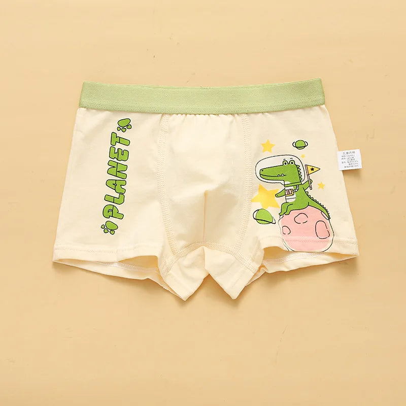 4PCS Boys Cute Cotton Breathable Comfort Underwear