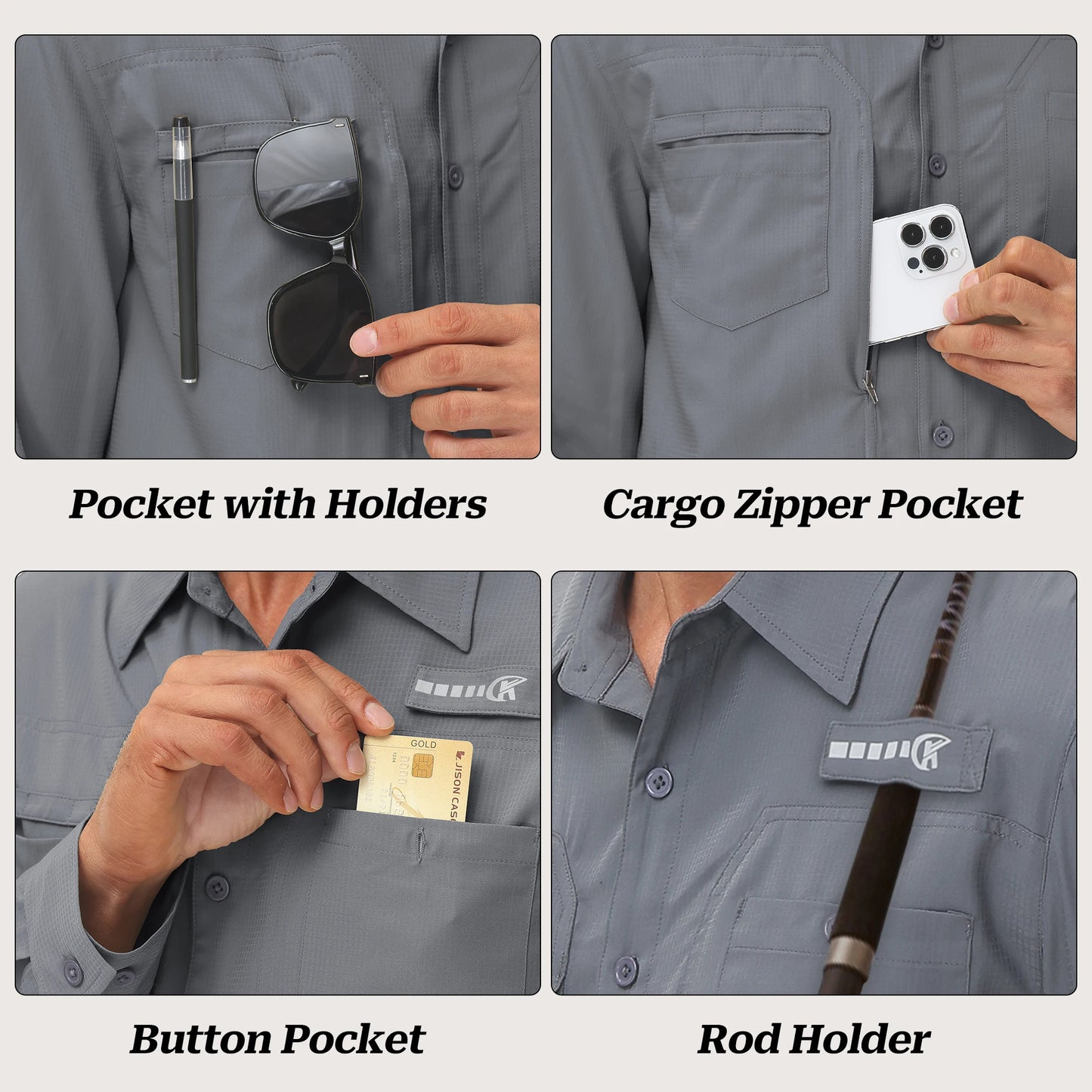 Men's UPF 50+ Casual Long Sleeve Fishing Shirts