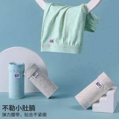 4PCS Cotton Antibacterial Boys Breathable Briefs