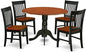 5-Piece Dining Set with Round Dropleaf Table and 4 Chairs