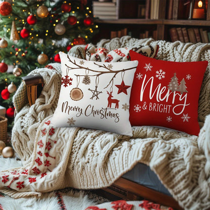 Christmas Tree & Snowflake Pattern Merry Christmas Pillowcases