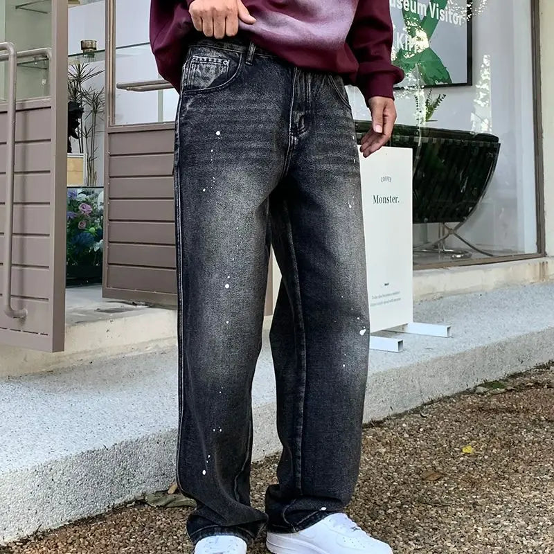 Men Loose Straight-leg, trendy wide-leg long pants
