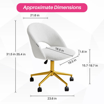 Redlife Velvet Desk Vanity Chair with Gold Wheels