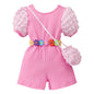 Girls Bubble Sleeve Ribbed Short Romper Set