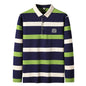 Men Polo Shirt Cotton Long Sleeve Stripe