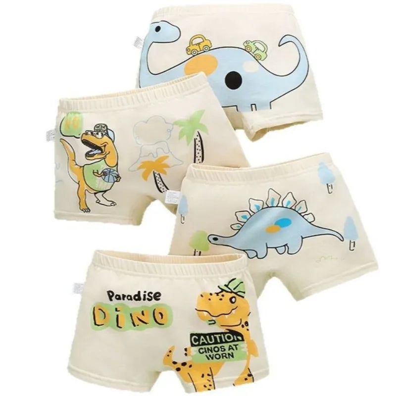 4PCS Boys Cotton Antibacterial Breathable Cartoon Underwear