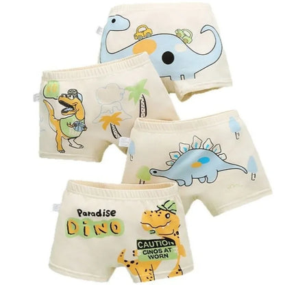 4PCS Boys Cotton Antibacterial Breathable Cartoon Underwear