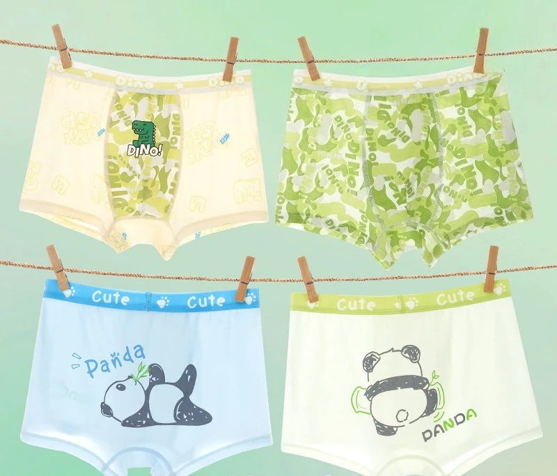 4PCS Boys Cute Mesh Breathable Comfort Underwear