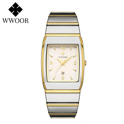 Luxury Square Men's Wristwatch Stainless Steel Waterproof