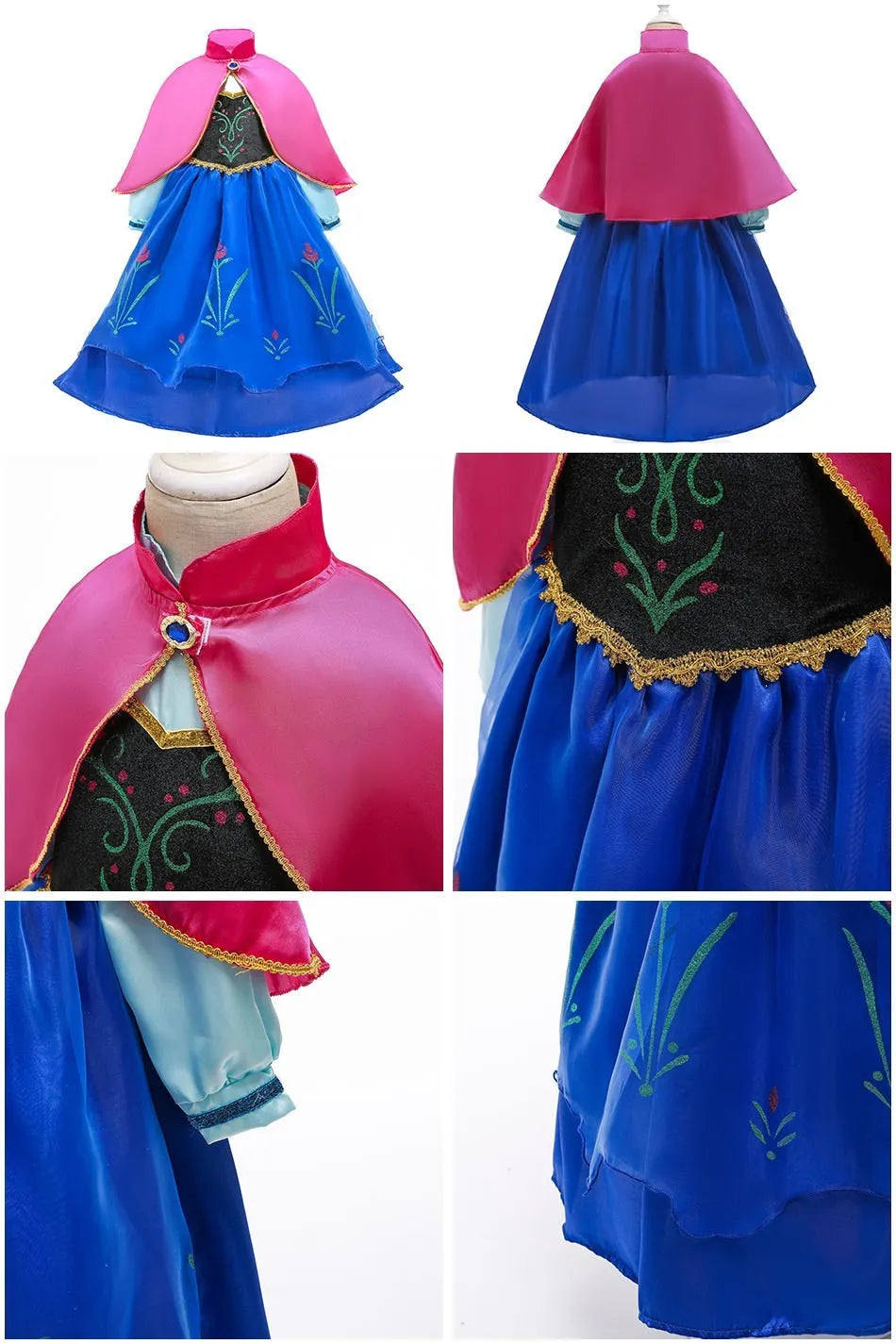Girls Elsa Anna Dress Princess Carnival Jasmine Rapunzel