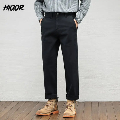 Casual Cotton Pants, Loose Straight Leg Workwear