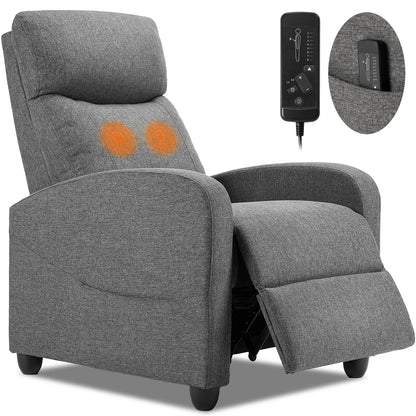 Recliner Chair, Massage, Fabric Adjustable Modern Padded