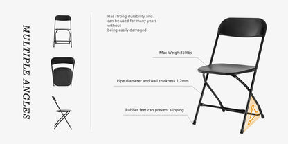 Plastic Folding Chairs, Lightweight Portable Indoor/Outdoor