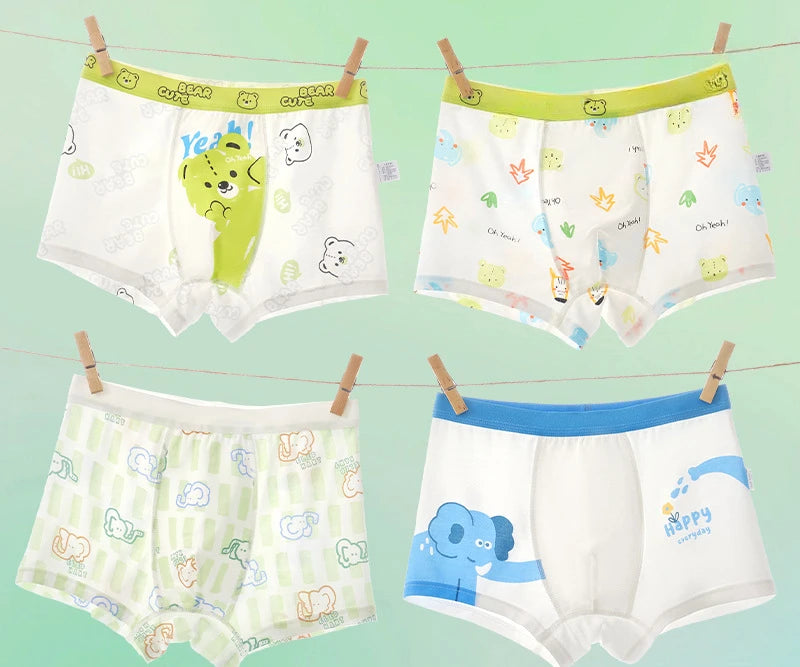 4PCS Cute Cartoon Boys Breathable Comfort Underwear