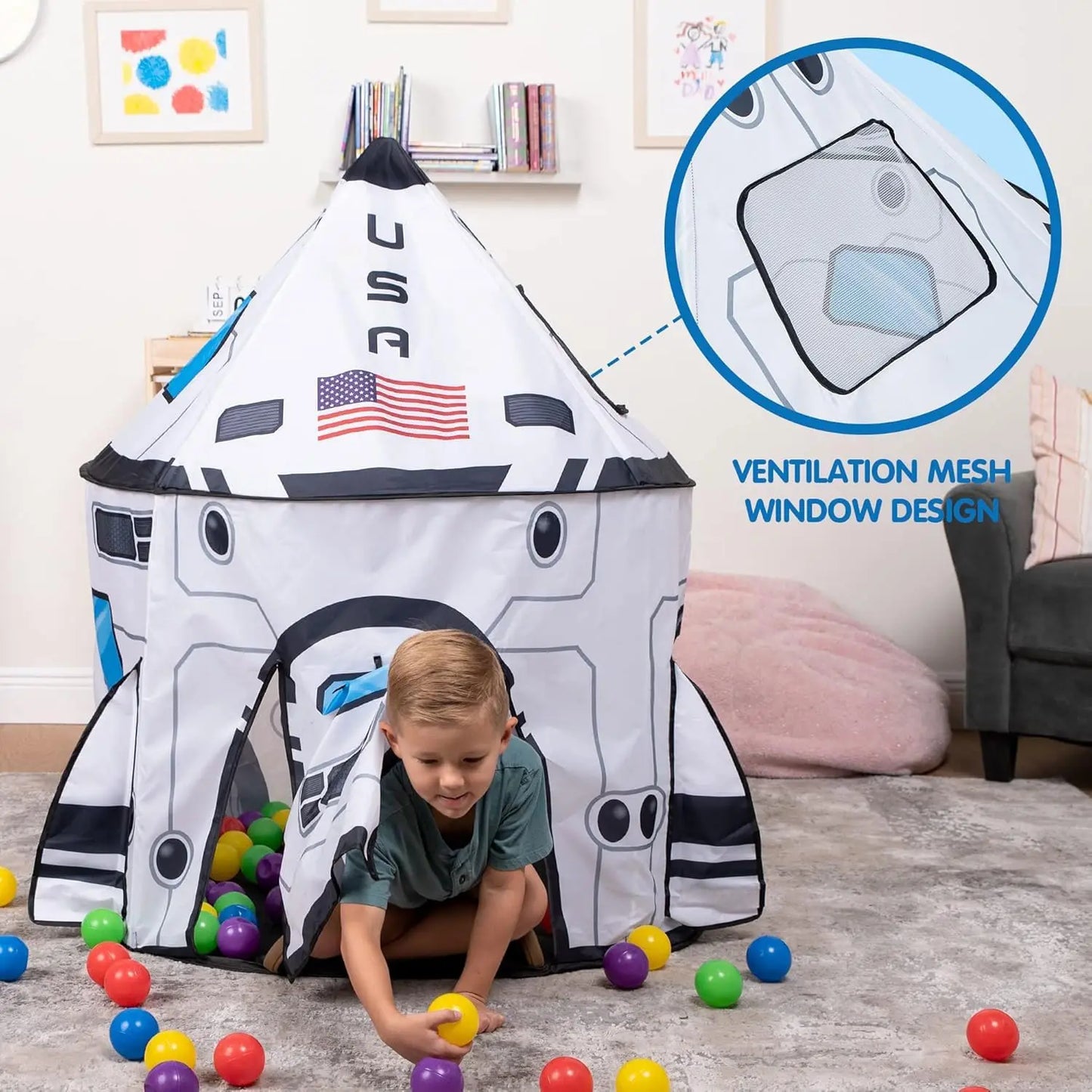 Rocket Ship Pop up Play Tent Indoor Outdoor