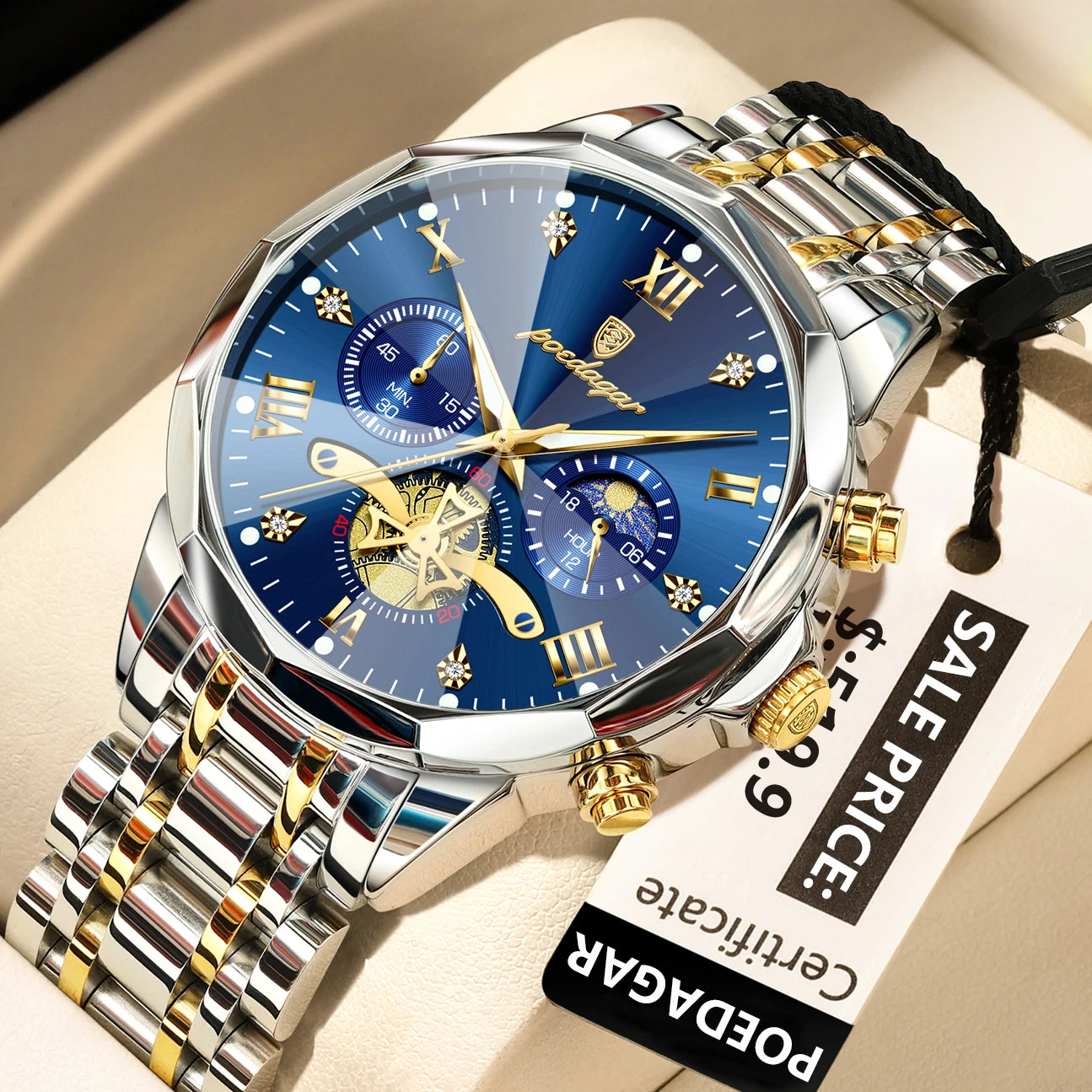 POEDAGAR Luxury Watch Top Original Waterproof Chronograph