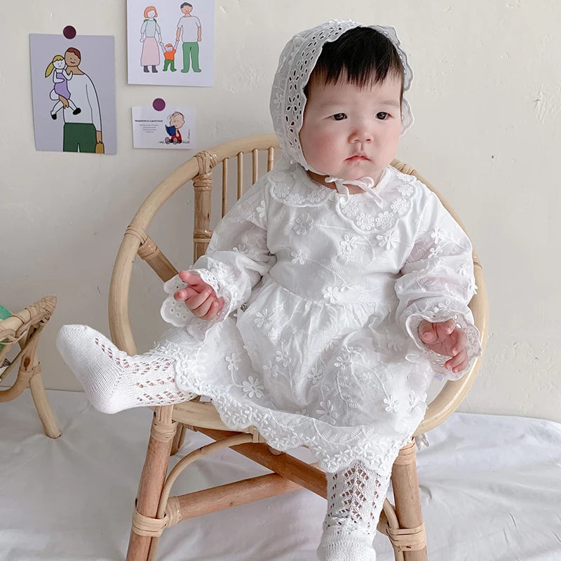 Baby Girls Long Sleeve Flower Embroidery Jumpsuit