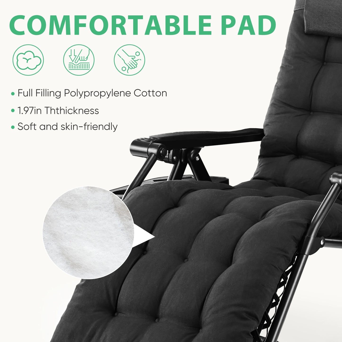 Patio Lounge Chair Folding Portable with Cup Holder
