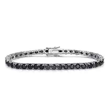 Black Moissanite Tennis Bracelet Full Diamond Sterling
