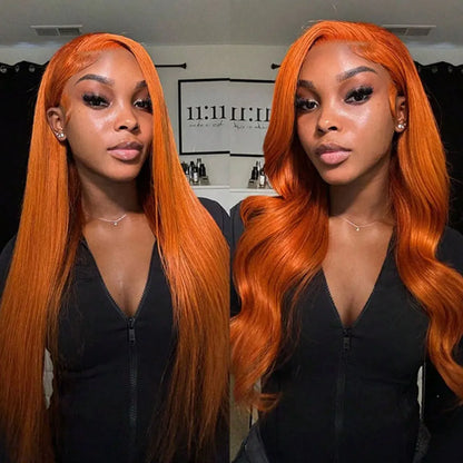 Body Wave Orange Ginger Lace Front Wigs