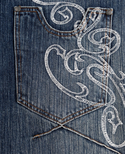 Men/Women Bootcut Jeans Vintage Washed Embroidery Pants