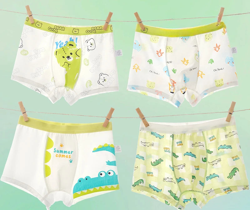 4PCS Cute Cartoon Boys Breathable Comfort Underwear