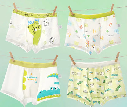 4PCS Cute Cartoon Boys Breathable Comfort Underwear