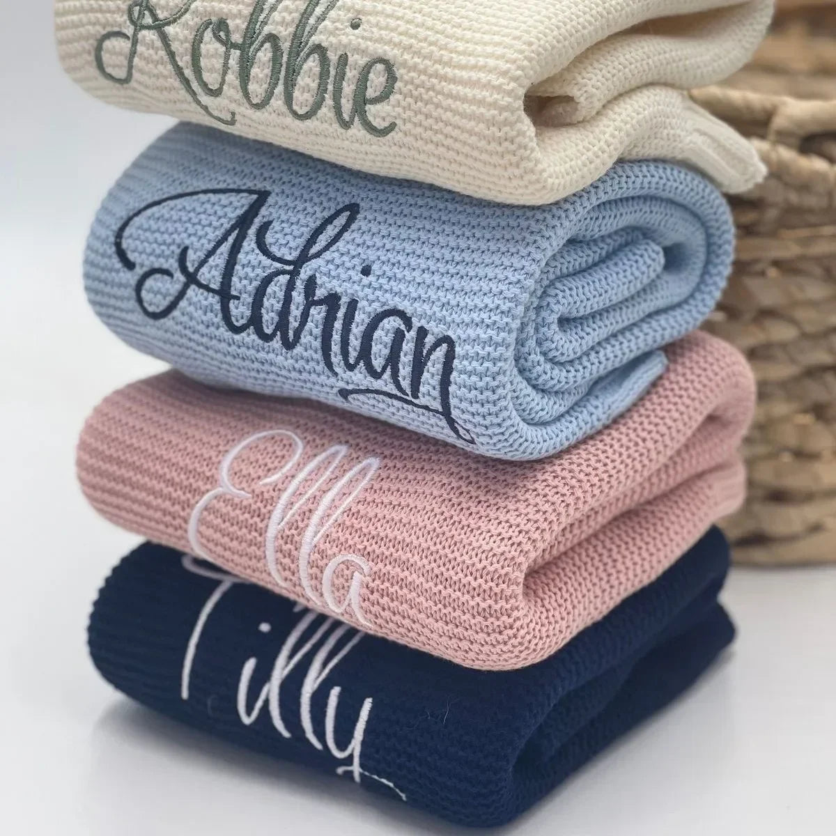 Personalized Name Baby Knitted Blanket Cotton Wraps