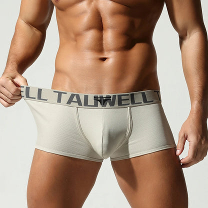 TAUWELL Ribbed Cotton Boxer Briefs Men Underwear