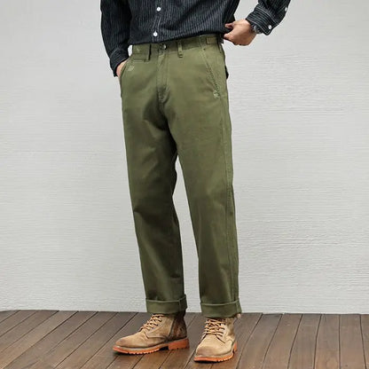 Casual Cotton Pants, Loose Straight Leg Workwear