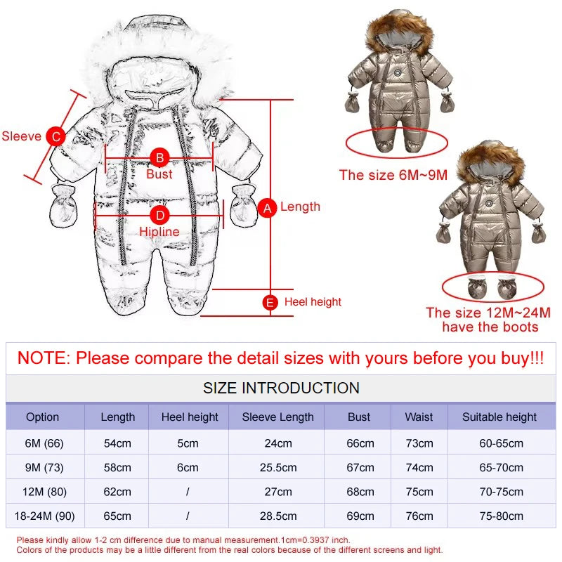 Boy/Girl Newborn Romper Thicken Waterproof Snowsuit Hoodied