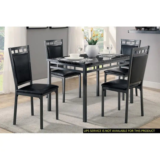 5-Piece Dinette Faux Marble Top Table and 4 Chairs