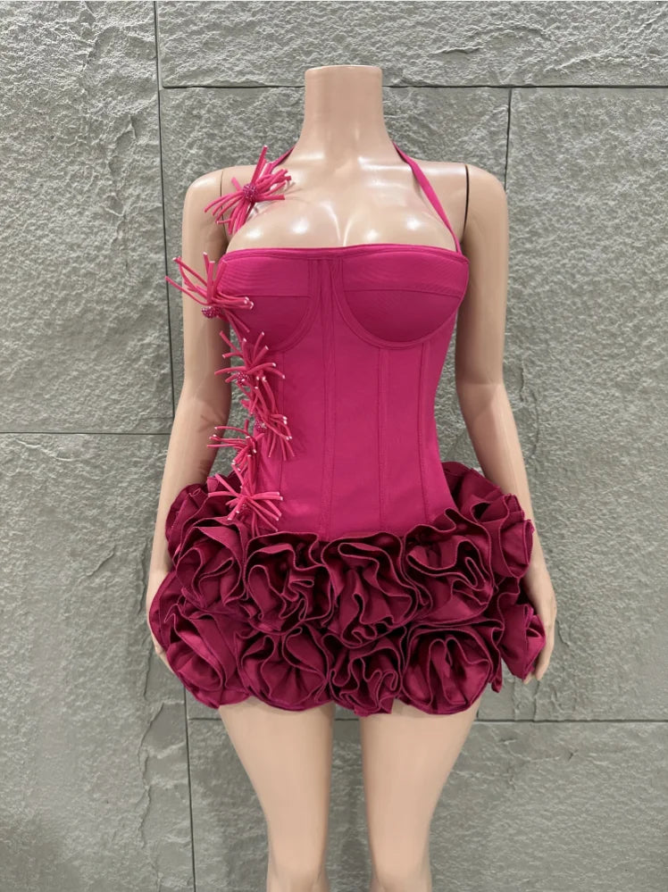 2 Pcs Women Sexy Strapless Bodycon Mini Dress