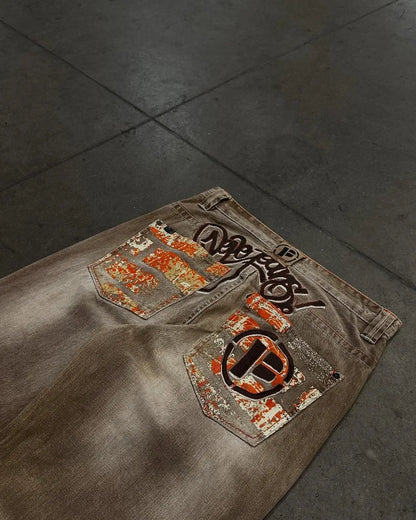 Mens American Vintage Yellow Washed Embroidered Jean