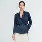 Real Silk Woman Blouses Lace-Up V-Neck