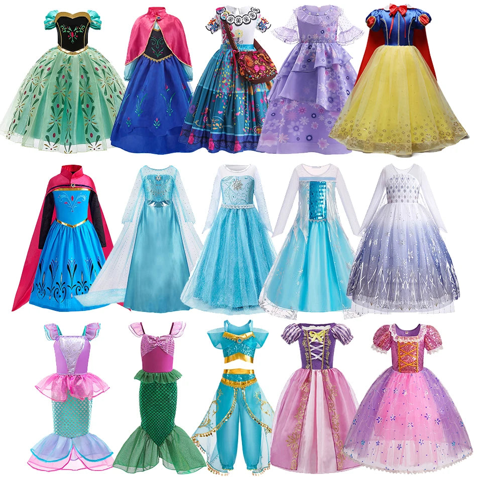 Girls Elsa Anna Dress Princess Carnival Jasmine Rapunzel