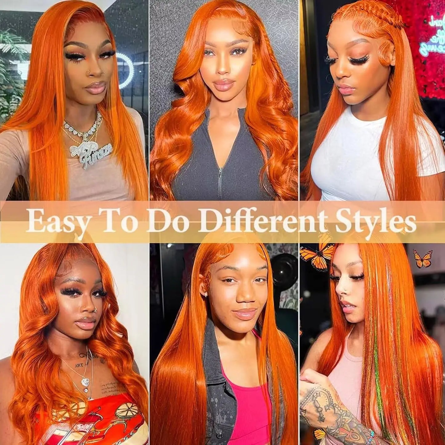 Body Wave Orange Ginger Lace Front Wigs