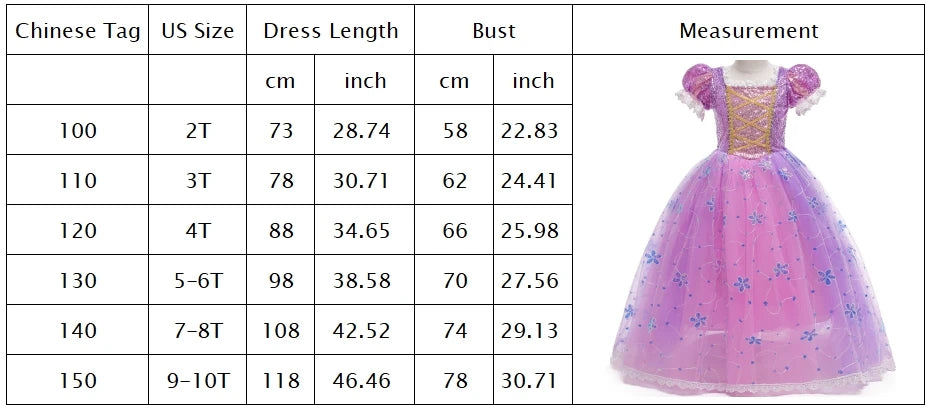 Disney Glowing Rapunzel Costume Girl LED Princess Gown