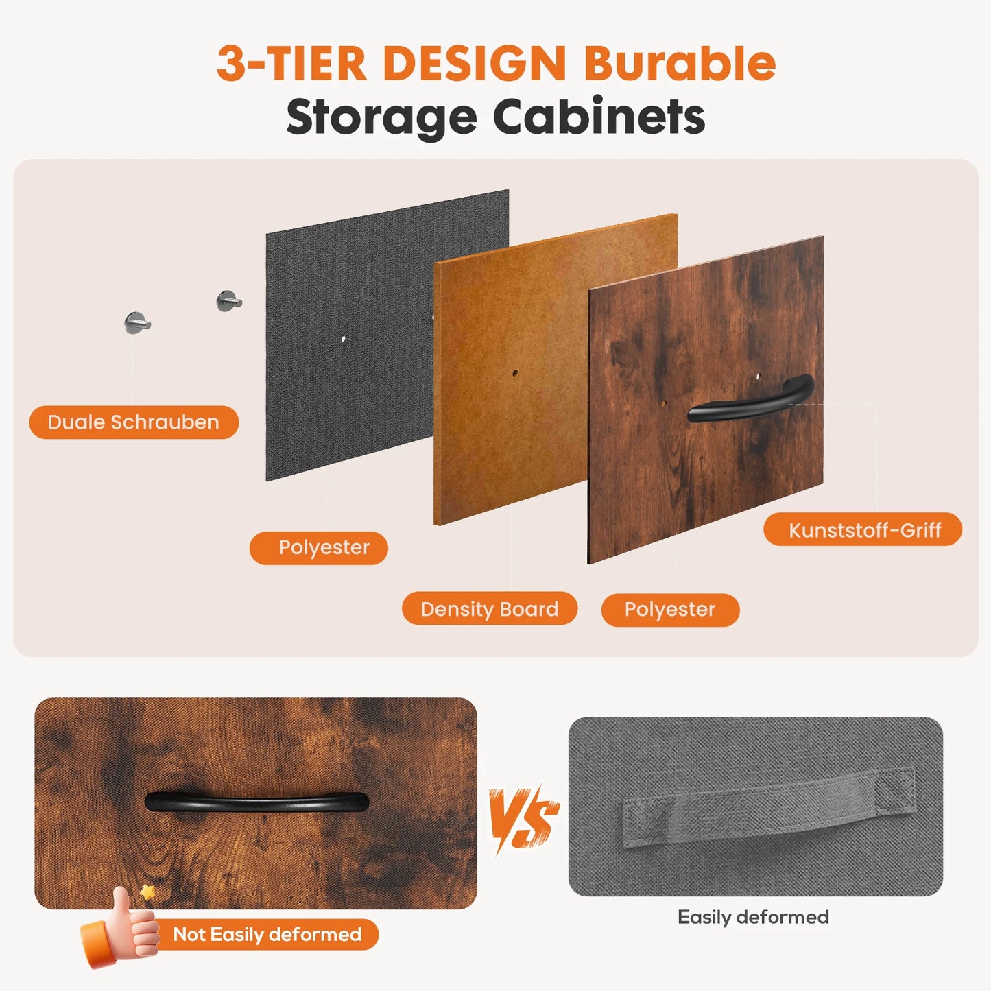 Dresser With 5 Fabric Drawers, Steel Frame