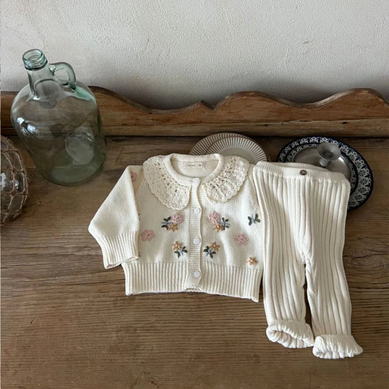 Cotton Ribbed Knit Leggings Solid Baby Trousers