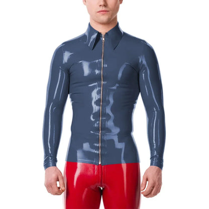 Mens Fashion Zipper Long Sleeve Jacket Turn-down Collar