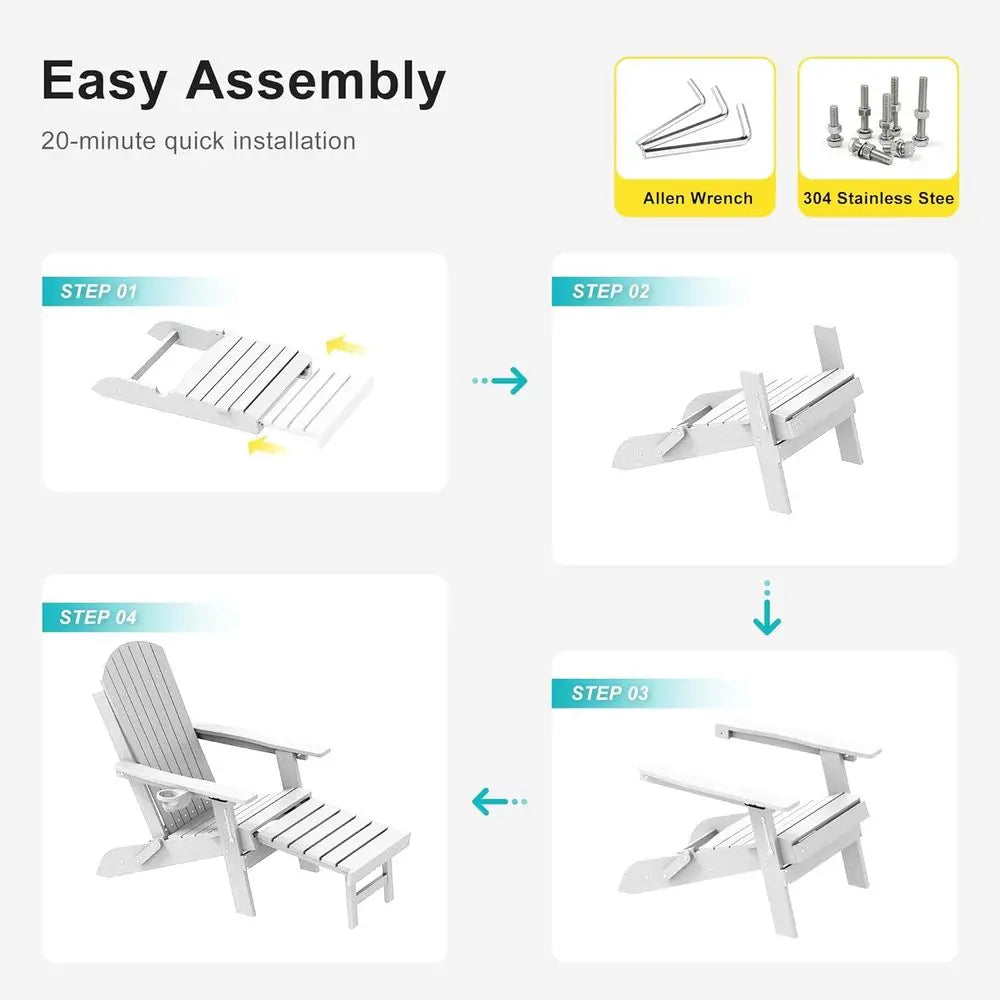 Adjustable Folding Adirondack Chair Set/ Retractable Ottoman