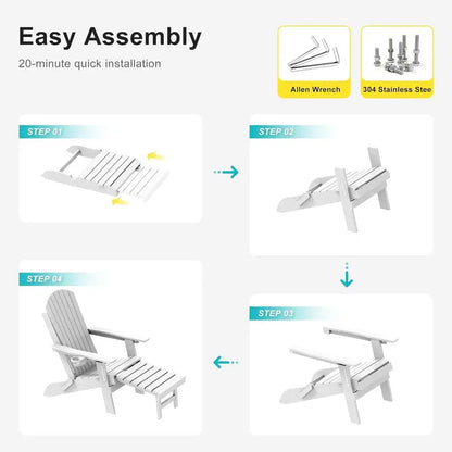 Adjustable Folding Adirondack Chair Set/ Retractable Ottoman
