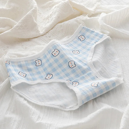 6 Pcs Young Teenager Girl Underwear Cotton Middle Waist Briefs
