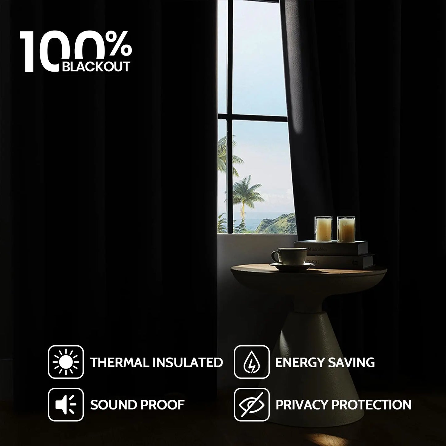 Custom Made 100% Blackout Faux Linen Curtains