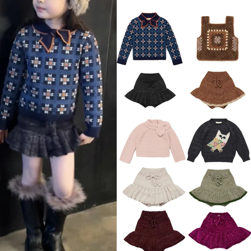 Girls Sweaters and Skirts Clothing Sets